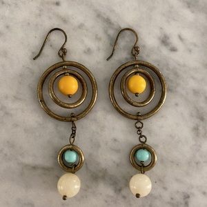 Concentric Circles Dangling Earrings with Bead Detail Lucky Brand ca 2007